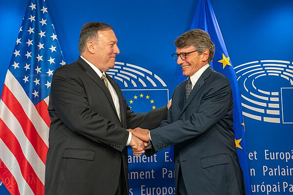 Sassoli with U.S. Secretary of State Mike Pompeo in Brussels, 3 September 2019