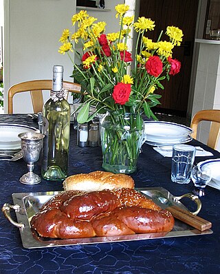 Table set for Shabbat eve.