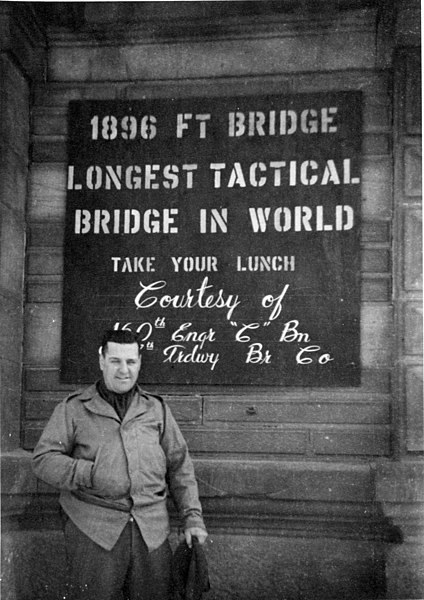 File:Sign at 1,896 foot Treadway M2 Bridge across the Rhine River April 1945.jpg