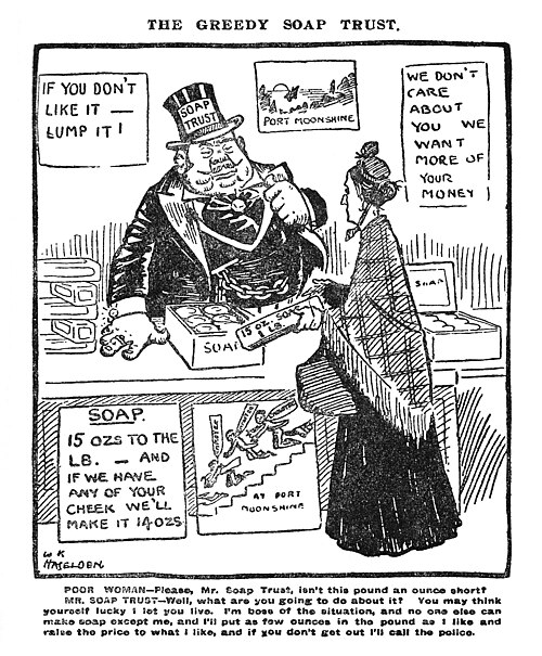 Cartoon in The Daily Mirror, 22 October 1906: a parody of William Lever, whose factory was named "Port Sunlight"