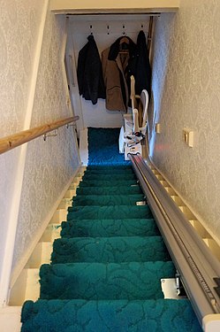 Stairlift in a terraced house in England