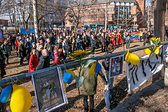 Veckodemonstrationen Stoppa Putins krig mot Ukraina! i Mariebergsparken 2022.