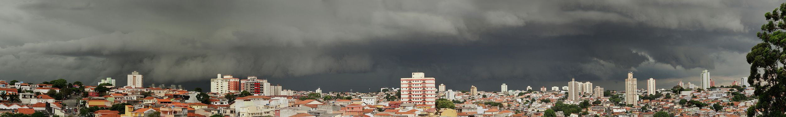 Strong and large summer thunderstorm in Sao Paulo, Brazil