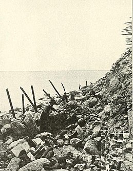 Exterior view of damage to Fort Sumter,