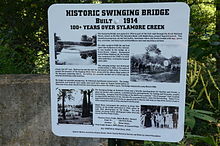 Sign describing the bridge's history. Sylamore Creek Bridge, Historical Sign.JPG