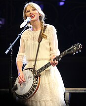 Swift performing "Mean" on the Speak Now World Tour (2012) in Sydney, Australia Taylor Swift 5, 2012.jpg