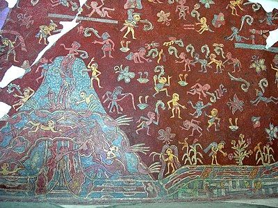 Pictură care reprezintă Muntele Abundenței (cunoscut și ca Paradisul lui Tlaloc)