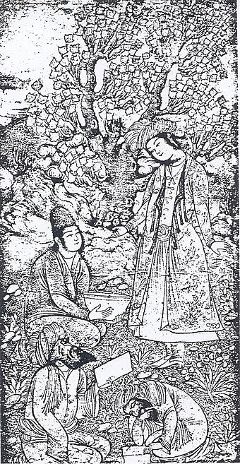 A drawing of The Two Poet Saints Hafez and Saadi Shirazi (ca. 17th century), thought to be executed by a certain Muhammad Qāsim
