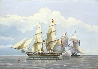 The capture of the slaver 'Formidable' by HMS 'Buzzard', 17 December 1834