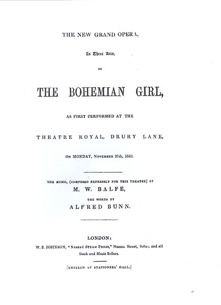 Title page of the original libretto