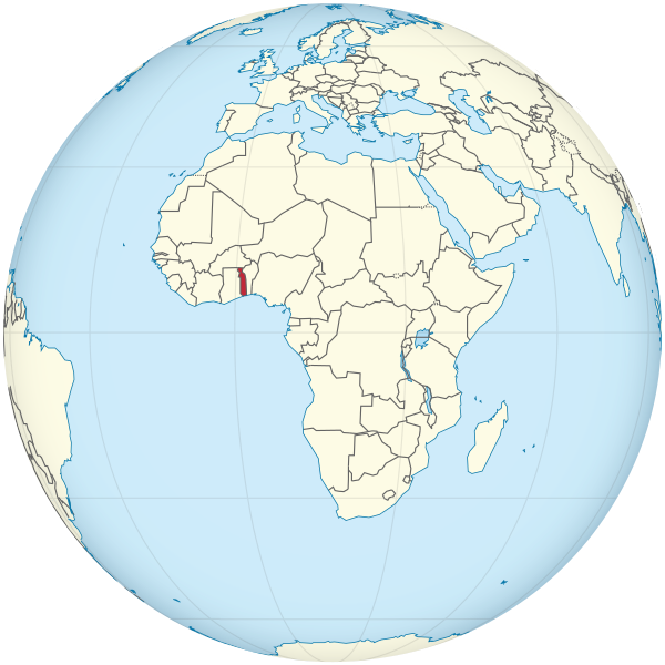 Togo on the globe (Africa centered).svg