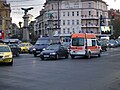 Heavy traffic near Orlov most (Eagles' Bridge) in the centre of the city