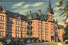 Historic postcard of Building 50, c. 1930