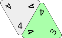 The legal placement of the 3-4-4 tile scores 3+4+4=11 points. Note how the corner values are matched to the adjacent 4-4-4 tile.