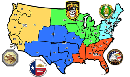 USAREC brigades and battalions USAREC Bde Map.png