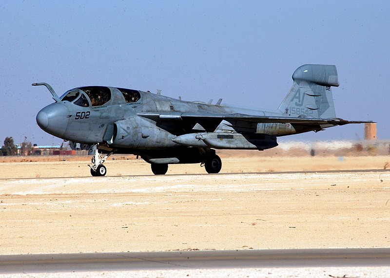 File:US Navy 051114-N-9362D-024 An EA-6B Prowler, assigned to the Shadowhawks of Electronic Attack Squadron One Four One (VAQ-141), taxis down the runway at the Al Asad Air Base.jpg