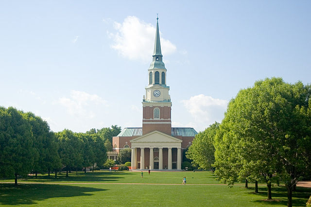 Wait Chapel overlooks the northwestern end of Hearn Plaza, also known as the Upper Quad.