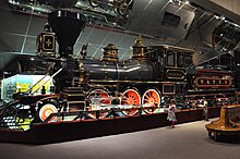 Virginia & Truckee 13, "Empire," (after restoration), at the California State Railroad Museum. Its restoration includes numerous design elements from the engine's early years in the 1800s. V&T Engine13.JPG