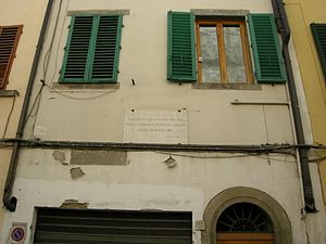 Carlo Collodi birthplace on Via Taddea, Florence Via taddea, lapide a carlo lorenzini.JPG