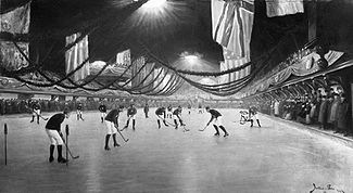 Un match de hockey à la patinoire Victoria, Montréal, 1893