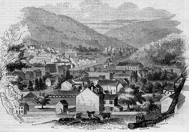 An illustration of Pottsville in 1854