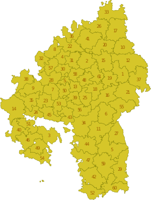 Karte der Oberämter, Stand 1926