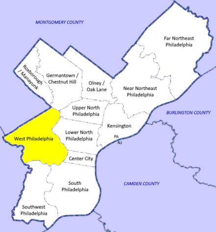 Location of West Philadelphia in Philadelphia