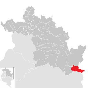 Location of the municipality of Warth (Vorarlberg) in the Bregenz district (clickable map)