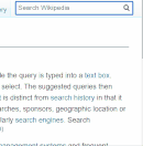 Wikipedia's simplified search box (Vector 2010 - legacy skin). Wikipedia Search suggest drop down list.gif
