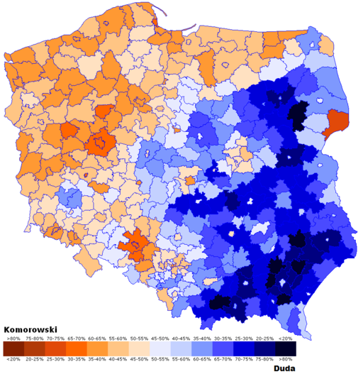 Wybory prezydenckie 2015 II tura mapa