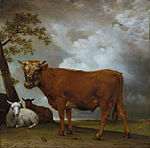 'A Young Bull in a Landscape' by Paulus Potter, 1647.jpg