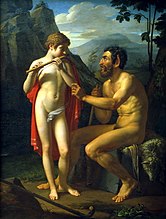 Faun Marsyas lär den unge mannen Olympius att spela flöjt (1821).  Ryska statens museum.