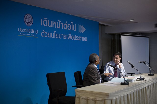 Abhisit Vejjajiva and Suthep Thaugsuban in Party Executive Committee Meeting in 2011