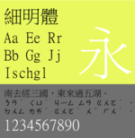 Sample of MingLiU (fixed width) font