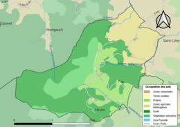 Barevná mapa znázorňující využití půdy.