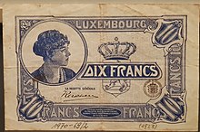 10 Luxembourg franc banknote, 1924. 10LuxFr 1924 LuxNatMus 20220518.jpg