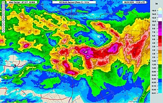 12 hour rainfall totals for the Dallas-Fort Worth Metroplex