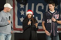With Brian Urla cherand Doug Fister on the USO show for U.S. service members and their families stationed at Rota Naval Air Station, Spain (6 December 2014)