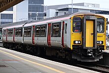 Transport For Wales Rail Class 150 Sprinter at Cardiff Central station in 2023. 150217 at CDF.jpg