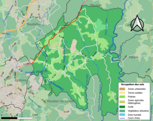 Barevná mapa znázorňující využití půdy.