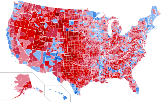 Results by county, shaded according to winning candidate's percentage of the vote.