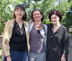 Virginia Poets Laureate at University of Mary Washington Reunion Day, June 3, 2011. Carolyn Kreiter-Foronda (2006–2008), Claudia Emerson (2008–2010), and Kelly Cherry (2010–2012)