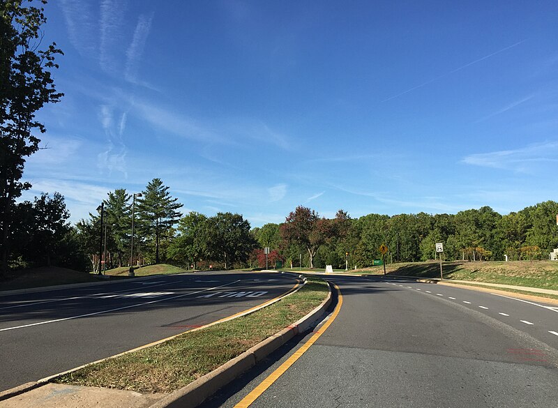 File:2016-10-11 09 22 08 View south at the north end of Virginia State Route 394 (College Drive) at Neabsco Mills Road (Virginia State Secondary Route 642), at the Northern Virginia Community College Woodbridge Campus in Neabsco, Virginia.jpg