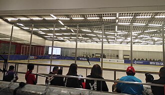 SM Megamall Ice Rink during the men's single short program. 2019 SEA Games SM Megamall Ice Skating Rink Figure Skating 1.jpg