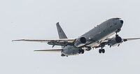 A Boeing P-8 Poseidon, tail number 168761, on final approach at Kadena Air Base in Okinawa, Japan. It is assigned to Patrol Squadron 45 (VP-45) at NAS Jacksonville, Florida, United States.