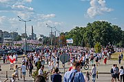 English: Protest rally against Lukashenko, 16 August. Minsk, Belarus Беларуская: Пратэстны мітынг супраць Лукашэнкі 16 жніўня 2020. Мінск, Беларусь Русский: Протестный митинг против Лукашенко 16 августа 2020 года. Минск, Беларусь