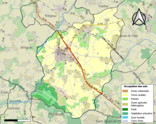 Barevná mapa znázorňující využití půdy.