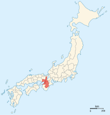 Japan with the Kinai region highlighted 5 Provinces of Japan Kinai.svg