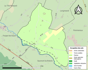 Kolorowa mapa przedstawiająca użytkowanie gruntów.