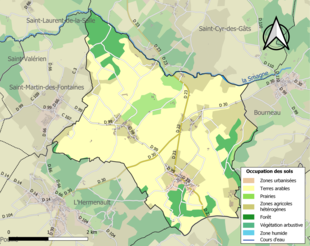 Barevná mapa znázorňující využití půdy.